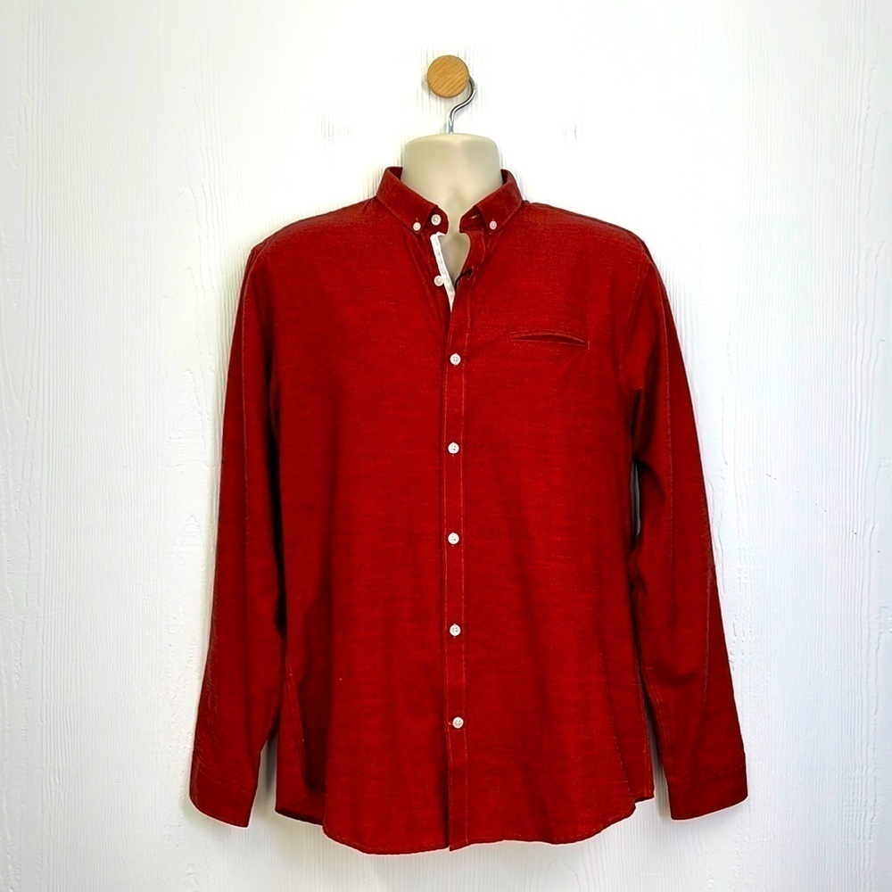Lindbergh - NWT Me’lange Long Sleeve Button Up Red & Black Dress Shirt Size LG